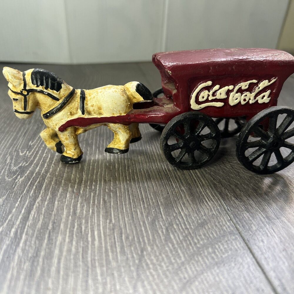 Vintage Coca cola Cast Iron Horse and Wagon Toy - Picture 5 of 5